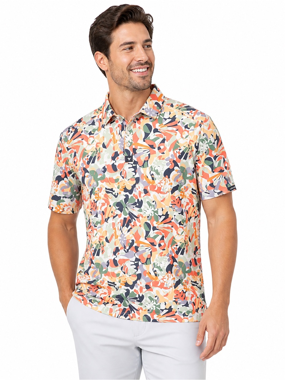 Bad Birdie “In Bloom” Floral Performance Golf Polo – Sz 2XL